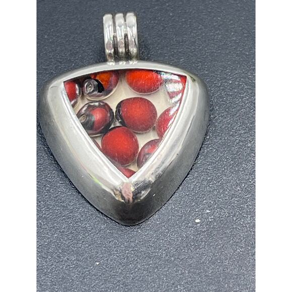 Vintage 950 Sterling Silver Protection Peruvian Huayruro Seeds Pendant - Picture 2 of 8